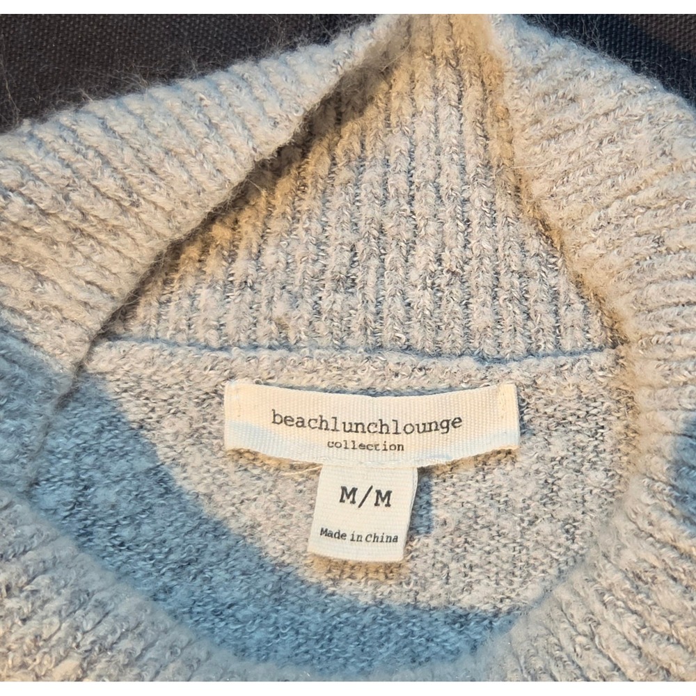 Beachlunchlounge Collection Women Grey Pink Striped Mock Neck Sweater Medium - Picture 4 of 6